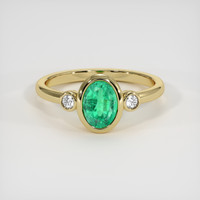 0.80 Ct. Emerald Ring, 18K Yellow Gold 1