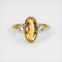 2.92 Ct. Orangish Yellow Precious Topaz Ring, 18K Yellow Gold 1