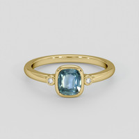 1.12 Ct. Greenish Blue Sapphire Ring, 18K Yellow Gold 1