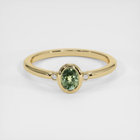 0.49 Ct. Green Sapphire Ring, 18K Yellow Gold 1