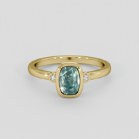 2.29 Ct. Bluish Green Sapphire Ring, 18K Yellow Gold 1