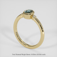 0.59 Ct. Bluish Green Sapphire Ring, 18K Yellow Gold 2