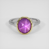 5.42 Ct. Purplish Pink Sapphire Ring, 14K Yellow & White 1