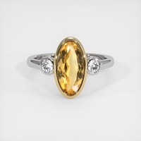 2.92 Ct. Orangish Yellow Precious Topaz Ring, 18K Yellow & White 1