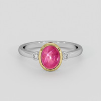 1.60 Ct. Pinkish Red Ruby Ring, 18K Yellow & White 1