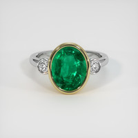 3.54 Ct. Emerald Ring, 18K Yellow & White 1