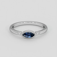 0.42 Ct. Greenish Blue Sapphire Ring, Platinum 950 1