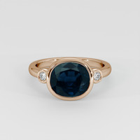 4.88 Ct. Greenish Blue Sapphire Ring, 18K Rose Gold 1