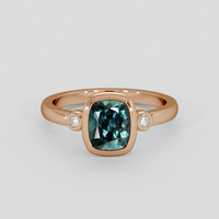 1.36 Ct. Bluish Green Sapphire Ring, 18K Rose Gold 1