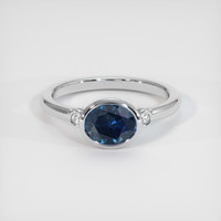 1.72 Ct. Greenish Blue Sapphire Ring, 10K White Gold 1