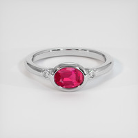 1.70 Ct. Pinkish Red Ruby Ring, 10K White Gold 1