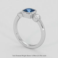 0.99 Ct. Greyish Blue Sapphire Ring, 10K White Gold 2