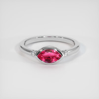 0.82 Ct. Pinkish Red Ruby Ring, 10K White Gold 1