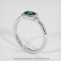 0.88 Ct. Bluish Green Sapphire Ring, 10K White Gold 2