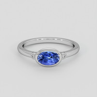 0.75 Ct. Blue Sapphire Ring, 14K White Gold 1