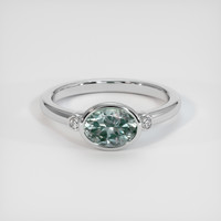 1.40 Ct. Bluish Green Sapphire Ring, 14K White Gold 1