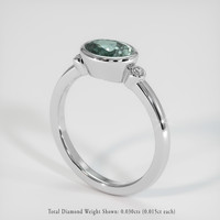 1.40 Ct. Bluish Green Sapphire Ring, 14K White Gold 2