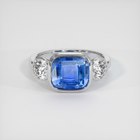 4.02 Ct. Blue Sapphire Ring, 14K White Gold 1