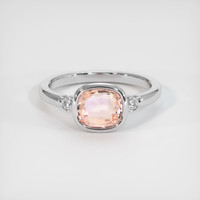 1.58 Ct. Padparadscha Sapphire Ring, 14K White Gold 1