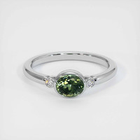 0.89 Ct. Green Sapphire Ring, 14K White Gold 1