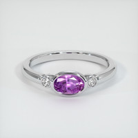 0.64 Ct. Purple Sapphire Ring, 14K White Gold 1
