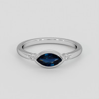 0.88 Ct. Blue Sapphire Ring, 18K White Gold 1