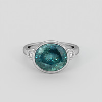 6.96 Ct. Bluish Green Sapphire Ring, 18K White Gold 1