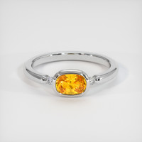 1.03 Ct. Orange Sapphire Ring, 18K White Gold 1