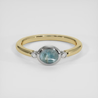0.83 Ct. Greenish Blue Sapphire Ring, 14K White & Yellow 1