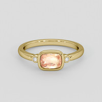 0.99 Ct. Padparadscha Sapphire Ring, 10K Yellow Gold 1