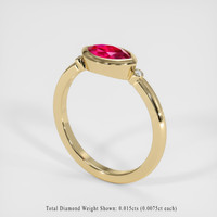 0.82 Ct. Pinkish Red Ruby Ring, 10K Yellow Gold 2
