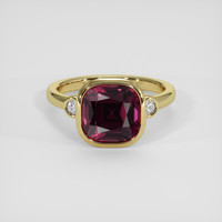 3.98 Ct. Purplish Pink Rhodolite Garnet Ring, 14K Yellow Gold 1