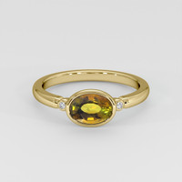 0.78 Ct. Greenish Brown Tourmaline Ring, 14K Yellow Gold 1