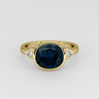 4.88 Ct. Greenish Blue Sapphire Ring, 18K Yellow Gold 1