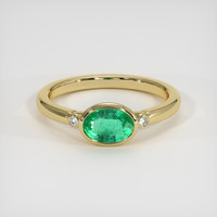 0.74 Ct. Emerald Ring, 18K Yellow Gold 1