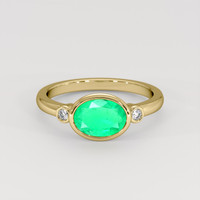 0.94 Ct. Emerald Ring, 18K Yellow Gold 1