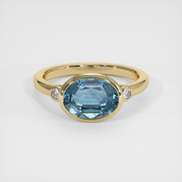 1.71 Ct. Blue Aquamarine Ring, 18K Yellow Gold 1