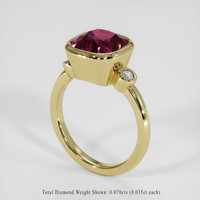 3.98 Ct. Purplish Pink Rhodolite Garnet Ring, 18K Yellow Gold 2