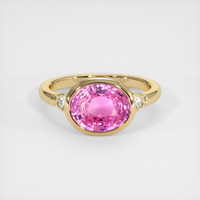 3.34 Ct. Pink Sapphire Ring, 18K Yellow Gold 1
