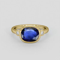 2.34 Ct. Blue Sapphire Ring, 18K Yellow Gold 1