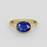 3.44 Ct. Blue Sapphire Ring, 18K Yellow Gold 1