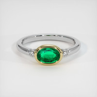 0.72 Ct. Emerald Ring, 18K Yellow & White 1