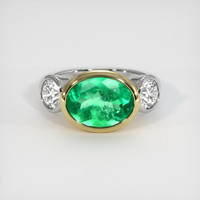 3.90 Ct. Emerald Ring, 18K Yellow & White 1