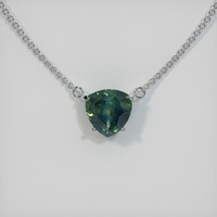 1.65 Ct. Bluish Green Sapphire Necklace, 14K White Gold 1