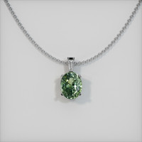 0.90 Ct. Green Sapphire Pendant, 14K White Gold 1