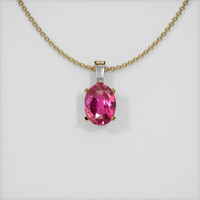 2.06 Ct. Purplish Pink Sapphire Pendant, 14K Yellow Gold 1