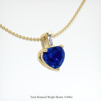 1.18 Ct. Blue Sapphire Pendant, 14K Yellow Gold 2