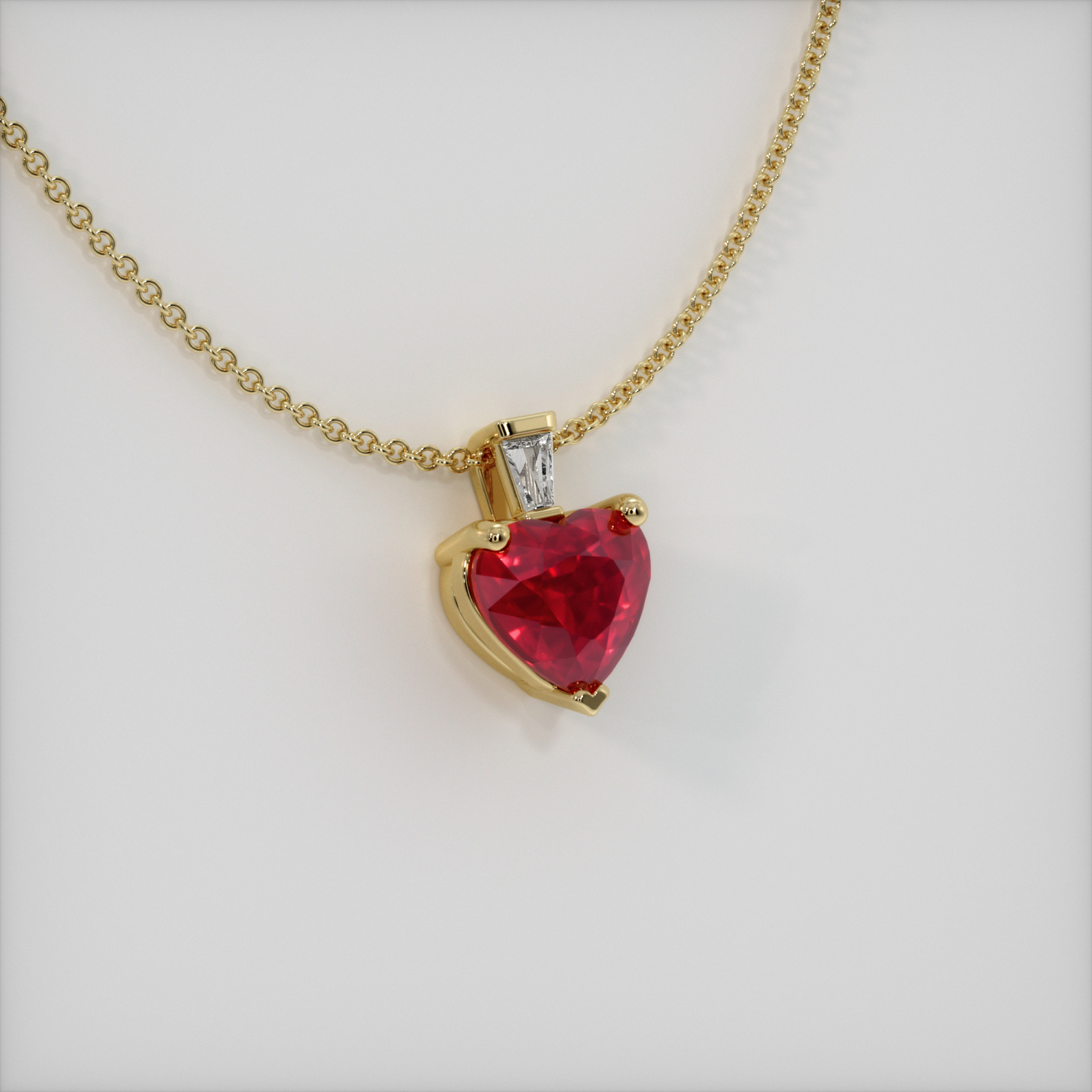 gold heart necklace with ruby