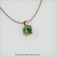 0.52 Ct. Green Sapphire Pendant, 14K Yellow Gold 2