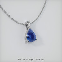 0.45 Ct. Sapphire Pendant, 14K White Gold 2